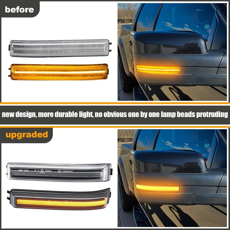 Aexploer Side View Mirror Turn Signal Lights Clear LED Assembly F150 2009 2010 2011 2012 2013 2014/for Mark LT 2013 2014 for Raptor 2010-2014 Blink Turn Marker Lamp (A,Clear Lens Yellow Light) - Image 2